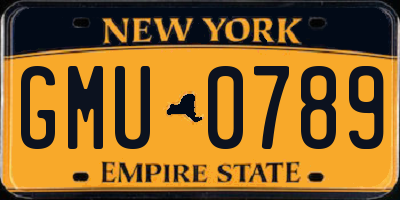 NY license plate GMU0789