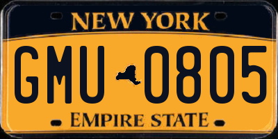 NY license plate GMU0805