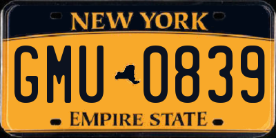NY license plate GMU0839