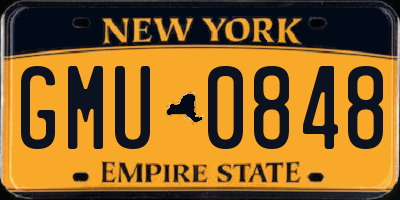 NY license plate GMU0848
