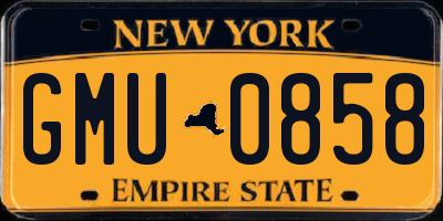 NY license plate GMU0858