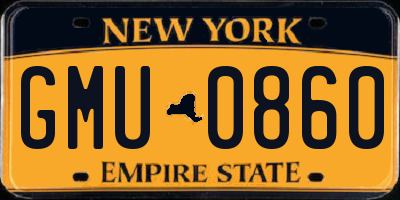 NY license plate GMU0860