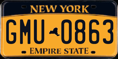 NY license plate GMU0863