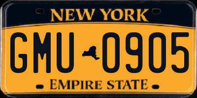 NY license plate GMU0905