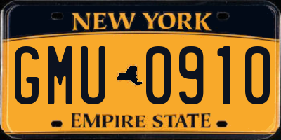 NY license plate GMU0910