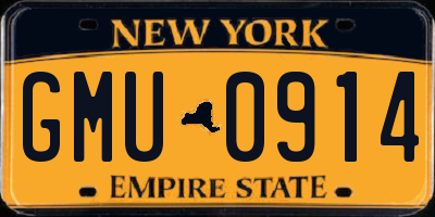 NY license plate GMU0914
