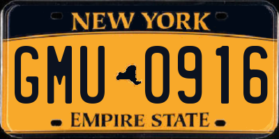 NY license plate GMU0916
