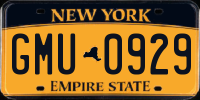NY license plate GMU0929