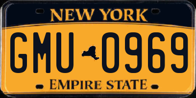 NY license plate GMU0969