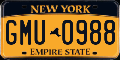 NY license plate GMU0988
