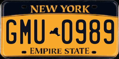 NY license plate GMU0989