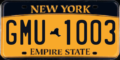 NY license plate GMU1003