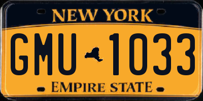 NY license plate GMU1033