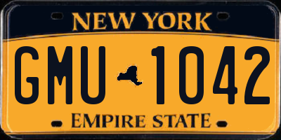 NY license plate GMU1042
