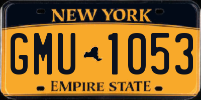 NY license plate GMU1053