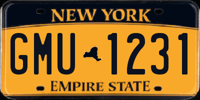 NY license plate GMU1231