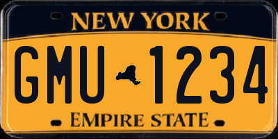 NY license plate GMU1234