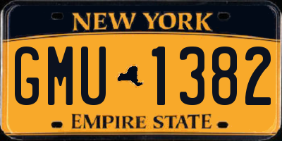 NY license plate GMU1382