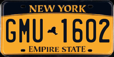 NY license plate GMU1602