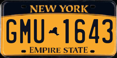 NY license plate GMU1643