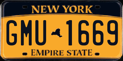 NY license plate GMU1669