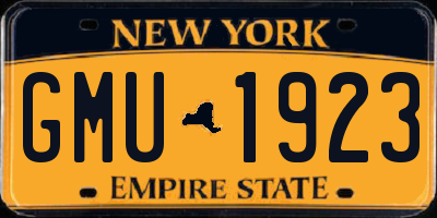 NY license plate GMU1923