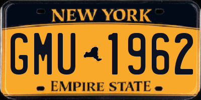 NY license plate GMU1962