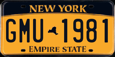 NY license plate GMU1981