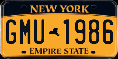 NY license plate GMU1986