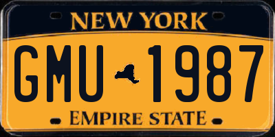 NY license plate GMU1987