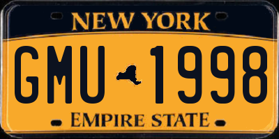 NY license plate GMU1998