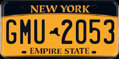 NY license plate GMU2053