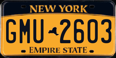 NY license plate GMU2603