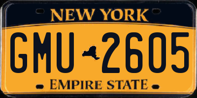 NY license plate GMU2605