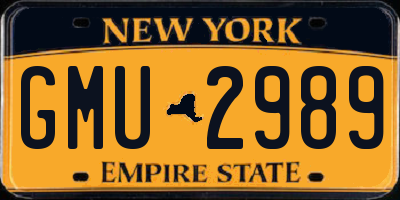 NY license plate GMU2989