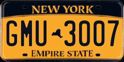 NY license plate GMU3007