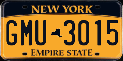 NY license plate GMU3015