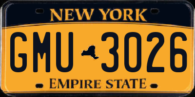 NY license plate GMU3026