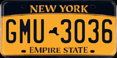 NY license plate GMU3036