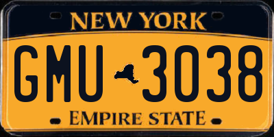 NY license plate GMU3038