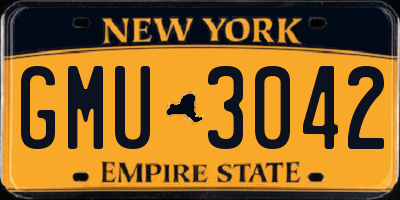 NY license plate GMU3042