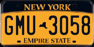 NY license plate GMU3058