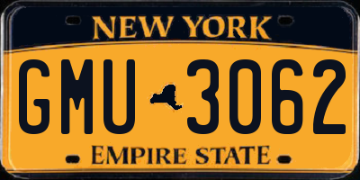 NY license plate GMU3062