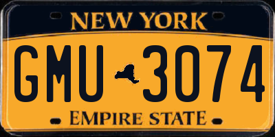 NY license plate GMU3074