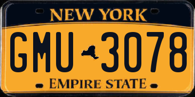 NY license plate GMU3078