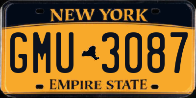 NY license plate GMU3087