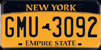 NY license plate GMU3092