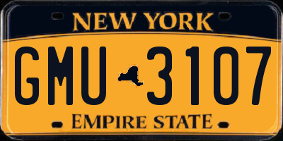 NY license plate GMU3107