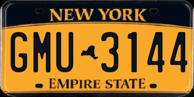 NY license plate GMU3144