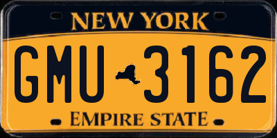 NY license plate GMU3162